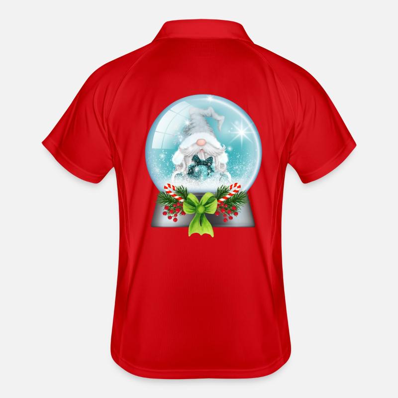 Snow Globe Santa with Candy Canes Men's Polo breathable