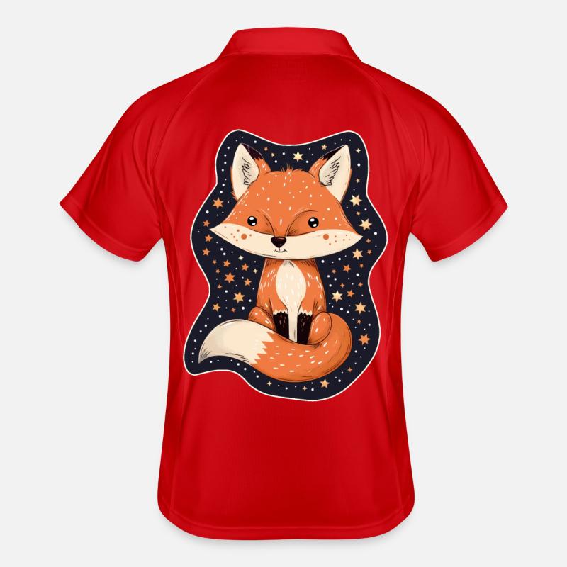 Fuchs mit Sternen - Männer Polo atmungsaktiv - Rot/Weiß