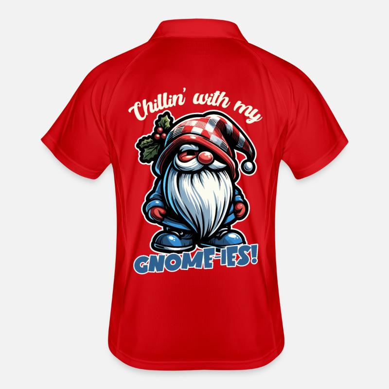 Chillin' with My Gnomies Christmas Gnome Design Men's Polo breathable