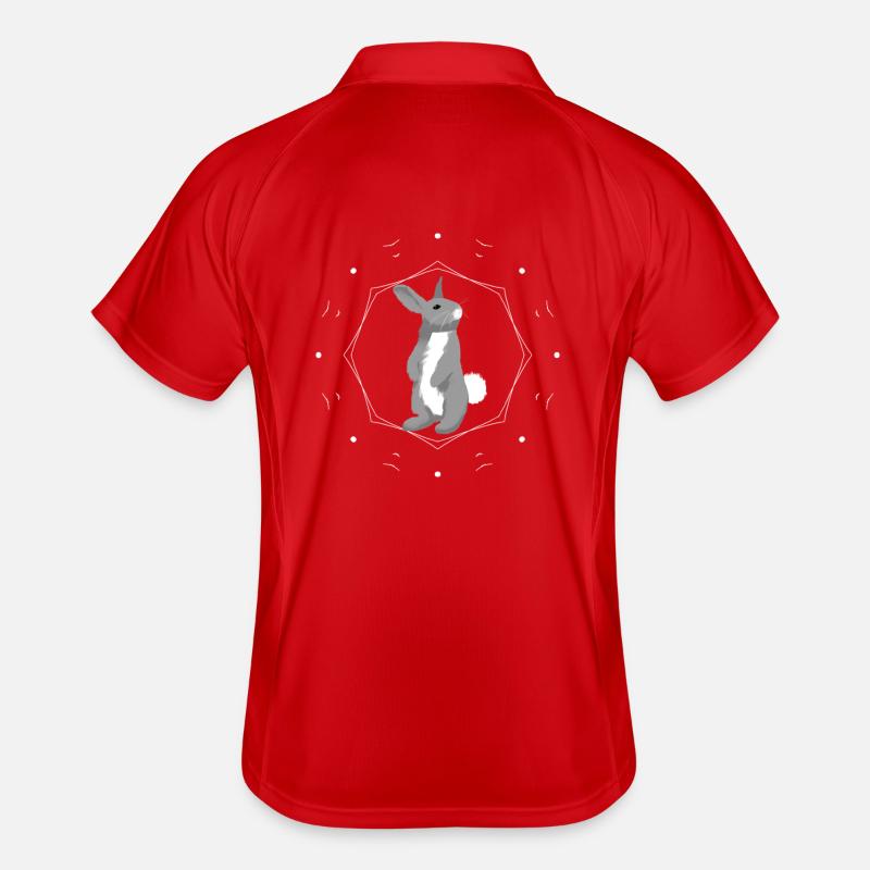 Rabbit in geometry ring - Men's Polo breathable - red/white