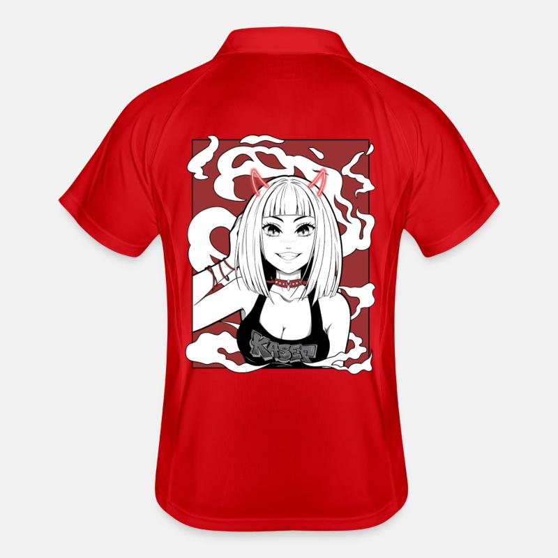 Anime Teufel Mädchen Goth Design - Männer Polo atmungsaktiv - Rot/Weiß