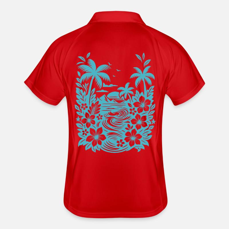 Silhouette de la Lagune Tropicale de la Plage Polo respirant Homme