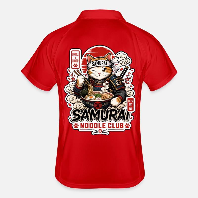 Samurai Cat Noodle Club Männer Polo atmungsaktiv