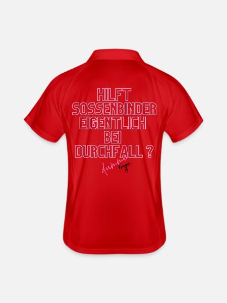 Durchfall Humor Neontext - Männer Polo atmungsaktiv - Rot/Weiß - Hinten