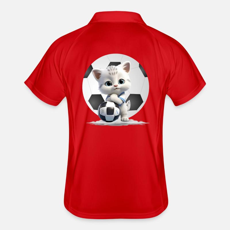 Kitten Mascot with Soccer Ball Men's Polo breathable