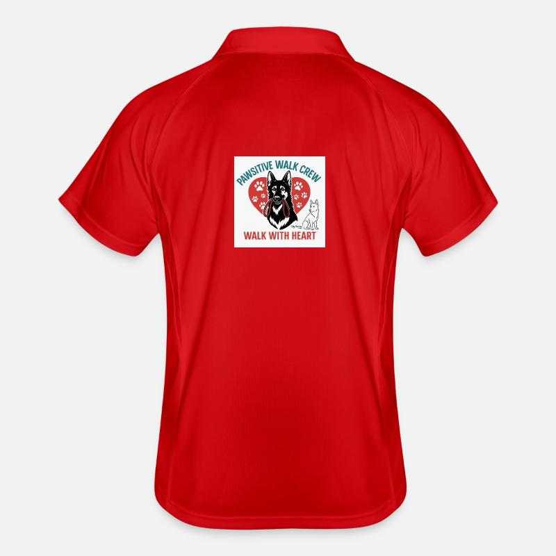 Pawsitive Walk Crew Heart Paws - Men's Polo breathable - red/white