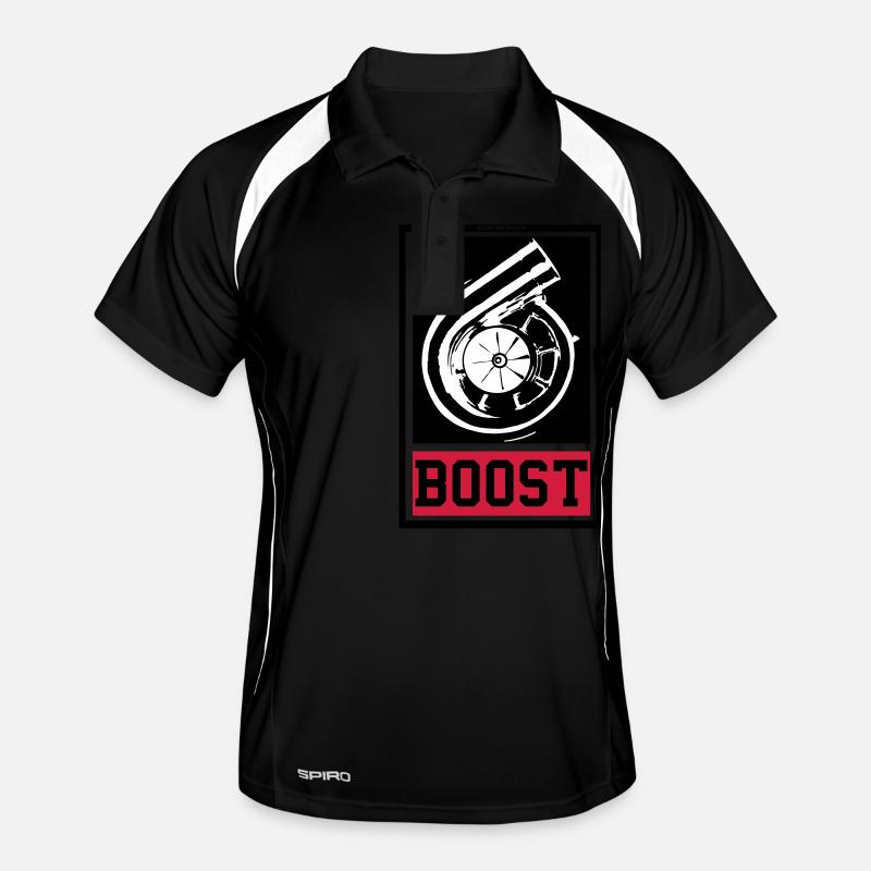 BOOST - Männer Polo atmungsaktiv - Schwarz/Weiß