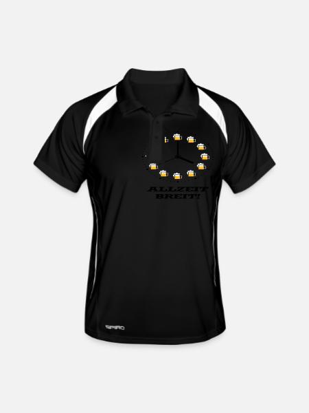 Allzeit Breit! (Bier / Uhr / Besoffen / Betrunken) - Männer Polo atmungsaktiv - Schwarz/Weiß - Vorne