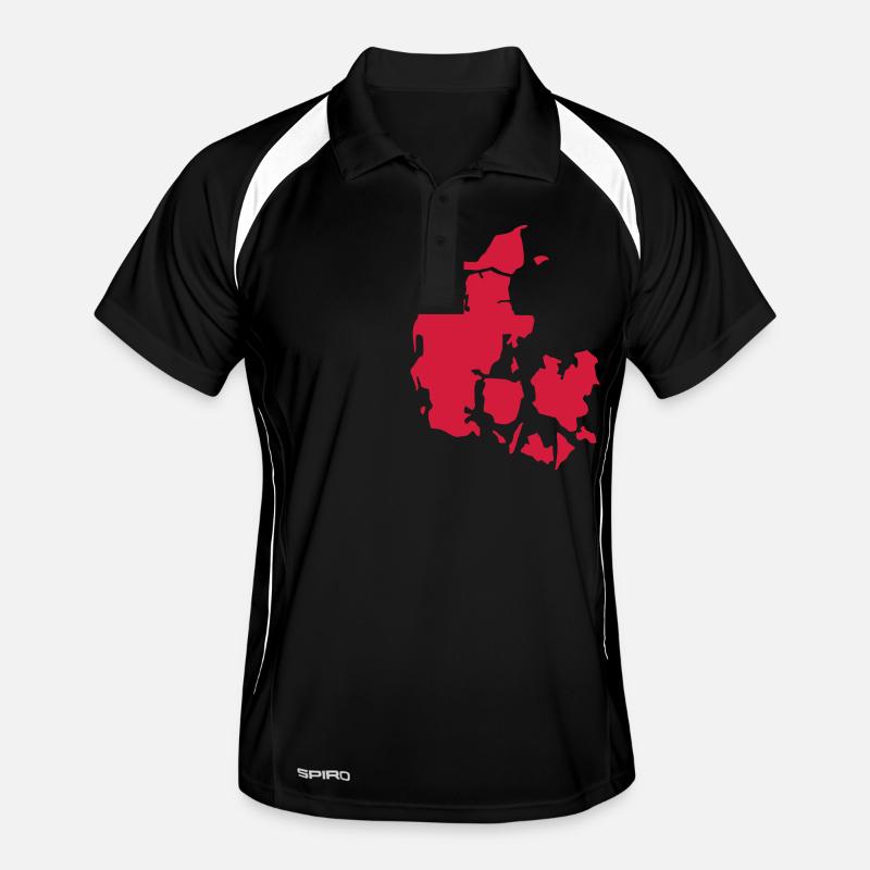 Dänemark - Männer Polo atmungsaktiv - Schwarz/Weiß