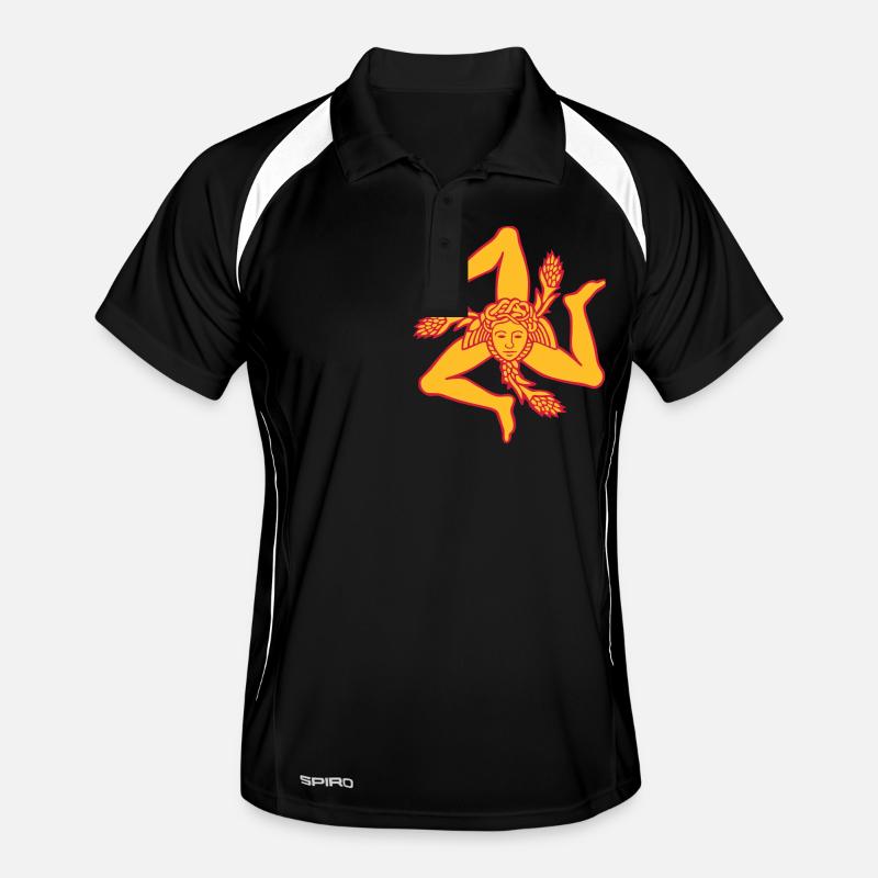 Sicile Trinacria drapeau Sicilien Sicilia Polo respirant Homme