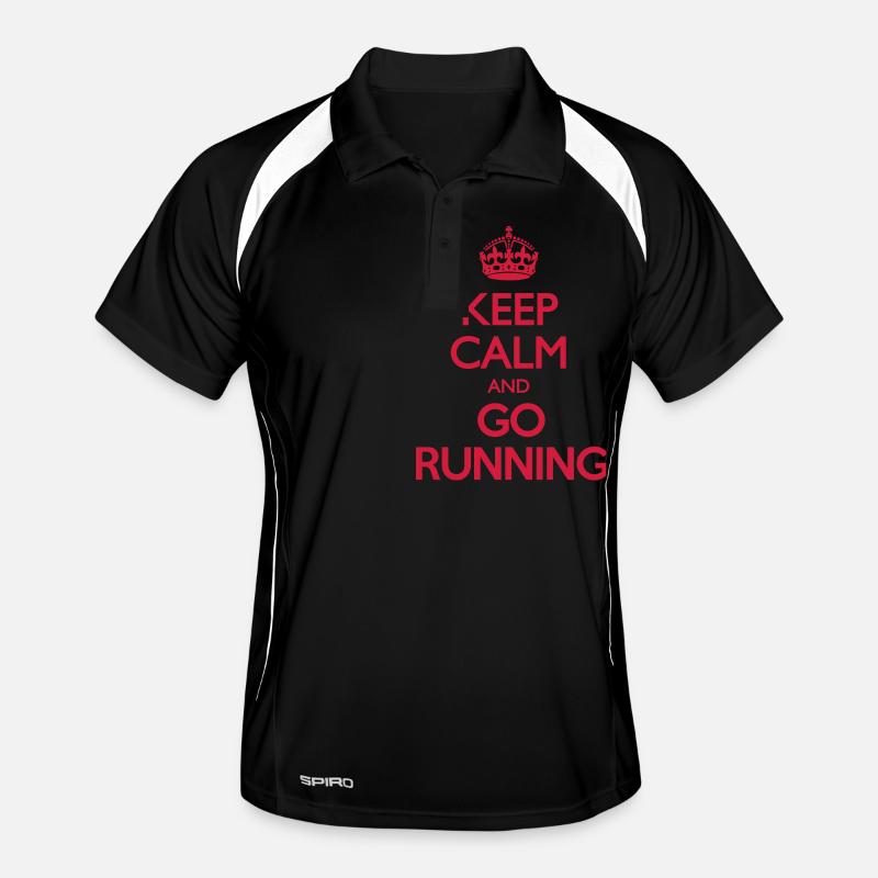 Keep Calm and Go Running - Männer Polo atmungsaktiv - Schwarz/Weiß