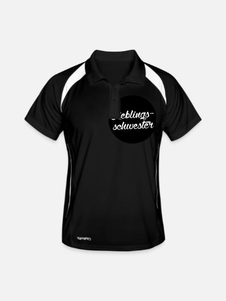 Lieblingsschwester - Männer Polo atmungsaktiv - Schwarz/Weiß - Vorne