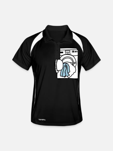 Lave linge - Polo respirant Homme - noir/blanc - Devant