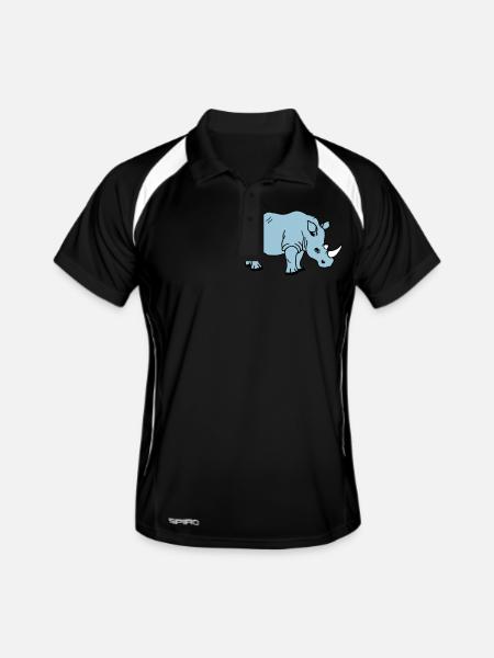 rhinoceros - Männer Polo atmungsaktiv - Schwarz/Weiß - Vorne