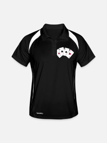Card Game, Poker, Ace - Polo respirant Homme - noir/blanc - Devant