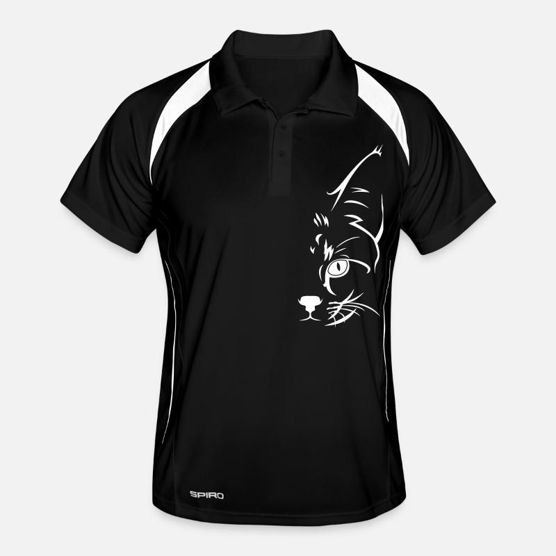Katze Katzen Geschenk Katzenfreunde Katzengesicht Männer Polo atmungsaktiv