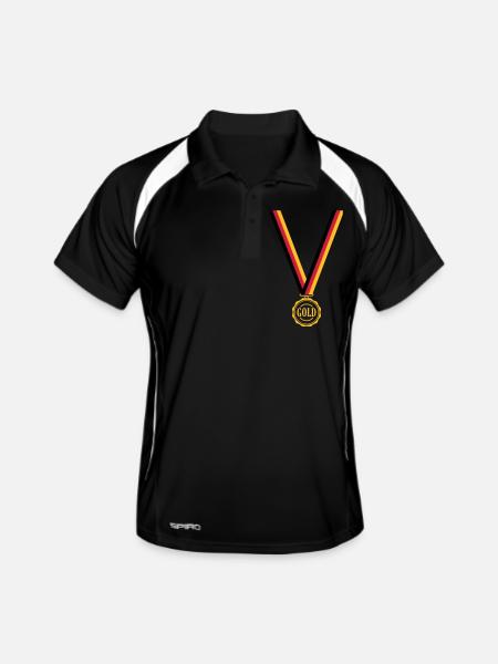 Goldmedaille Deutschland - Männer Polo atmungsaktiv - Schwarz/Weiß - Vorne
