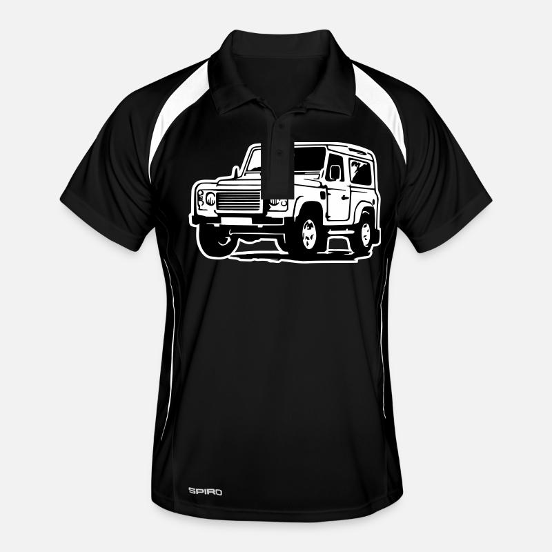 Defender (mit Hintergrund) - Männer Polo atmungsaktiv - Schwarz/Weiß