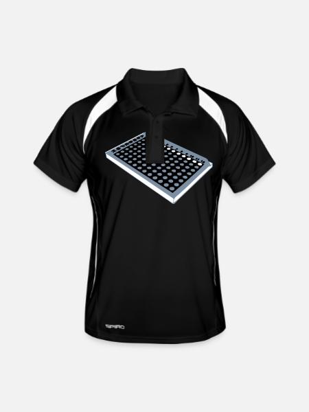 96 Well Plate / 96 perforated plate - Men's Polo breathable - black/white - Front