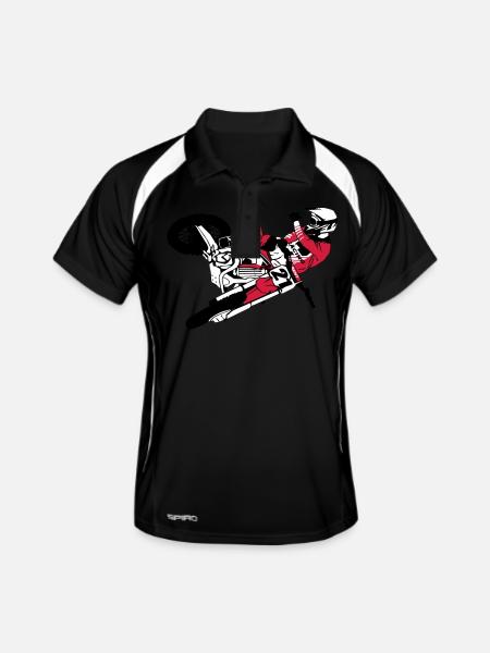 Moto Cross - motocross - Männer Polo atmungsaktiv - Schwarz/Weiß - Vorne