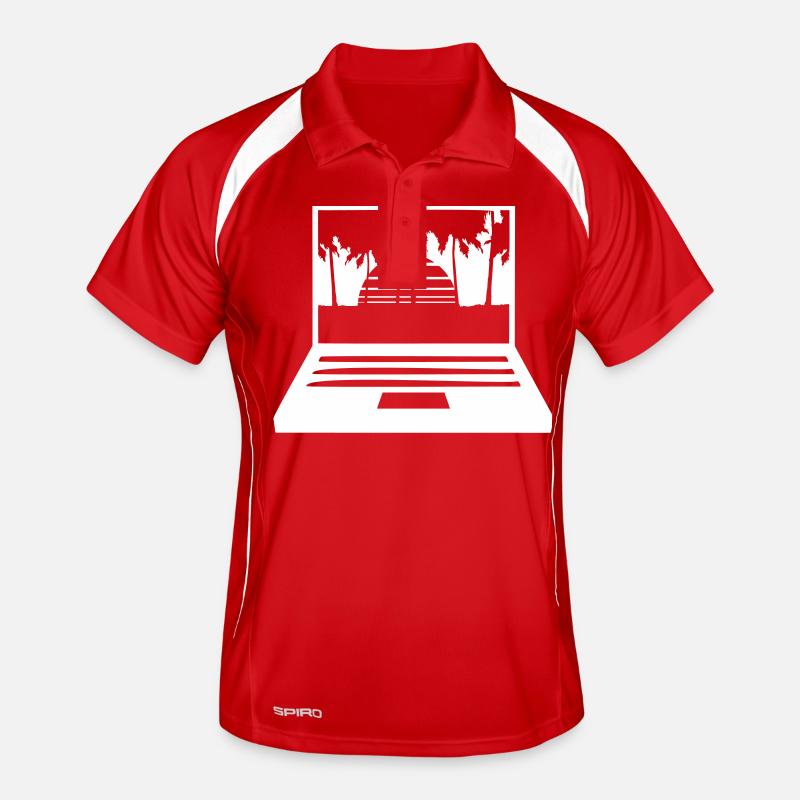 Laptop Computer Screen Palm Trees PC Strip Nerd Men's Polo breathable