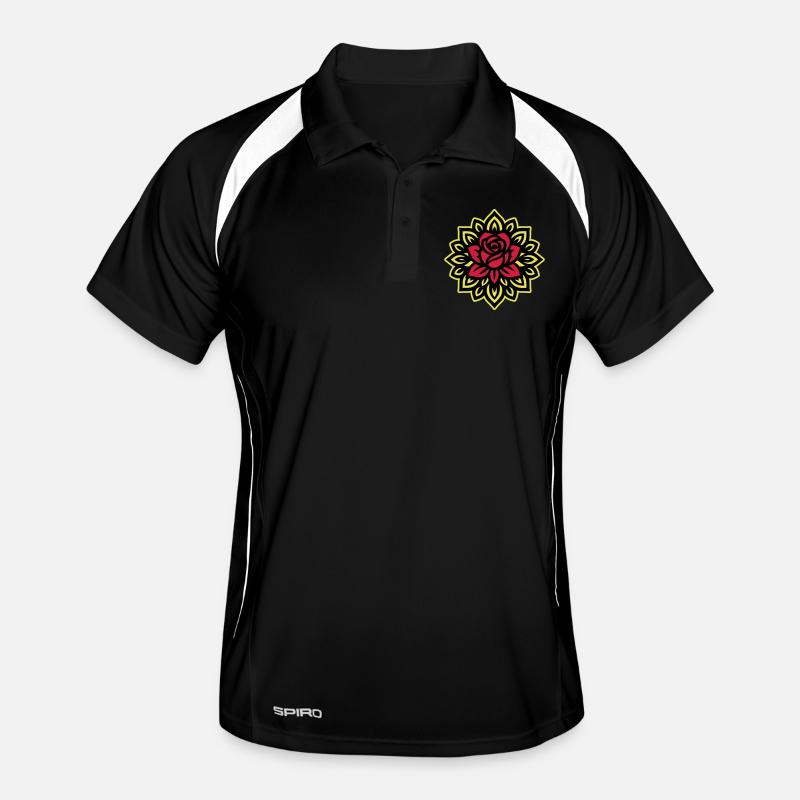 Mandala Fleur Rose Polo respirant Homme