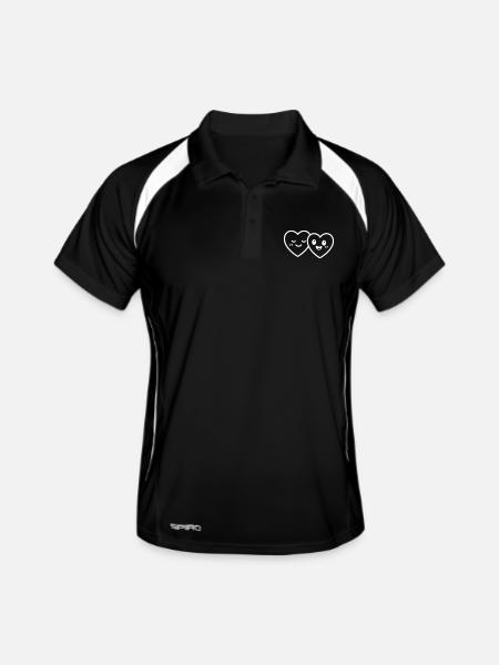 Herzen Paar Liebe - Männer Polo atmungsaktiv - Schwarz/Weiß - Vorne