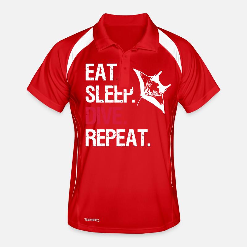 Eat Sleep Dive Repeat - Manta Ray - Vector Design Men's Polo breathable