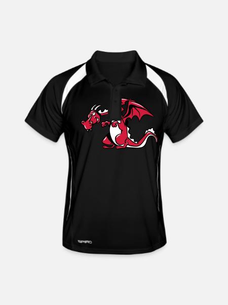 Drachen flügel märchen sagen witzig - Männer Polo atmungsaktiv - Schwarz/Weiß - Vorne