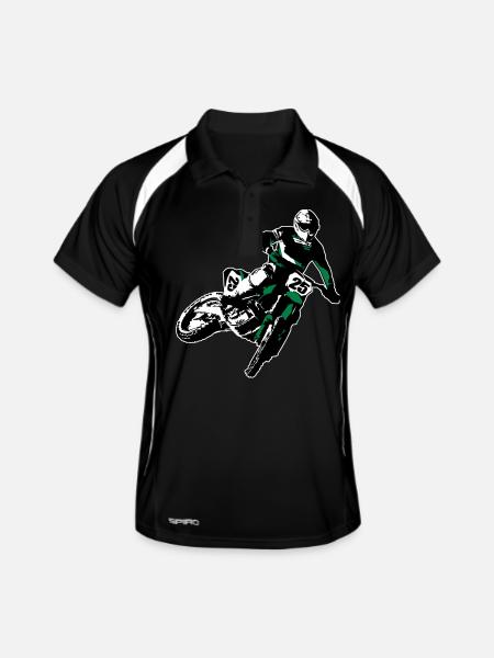 MotoCross - Polo respirant Homme - noir/blanc - Devant