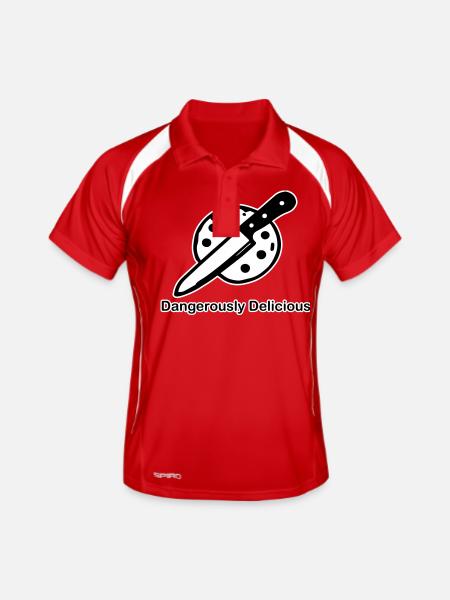 Keks und Messer - Gefährlich leckeres Design - Männer Polo atmungsaktiv - Rot/Weiß - Vorne