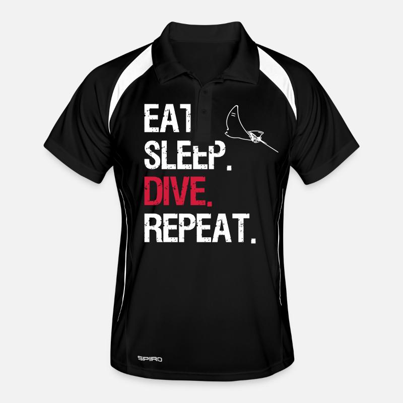 Eat Sleep Dive Repeat - Adlerrochen - Männer Polo atmungsaktiv - Schwarz/Weiß