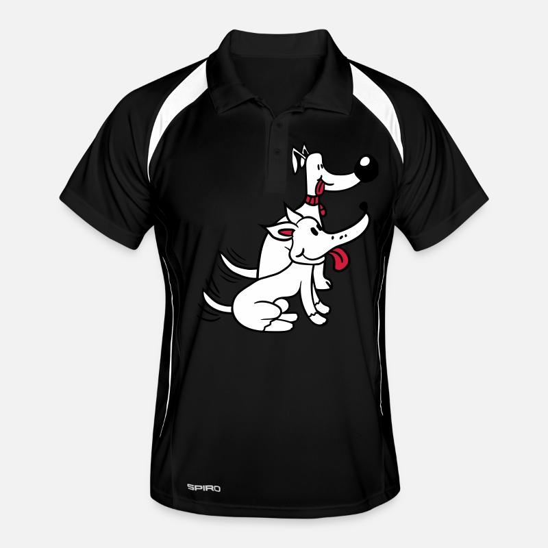 2 chiens équipe deux amis queue wiggle équipage Polo respirant Homme