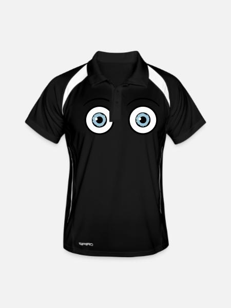 Yeux effrayés - Polo respirant Homme - noir/blanc - Devant