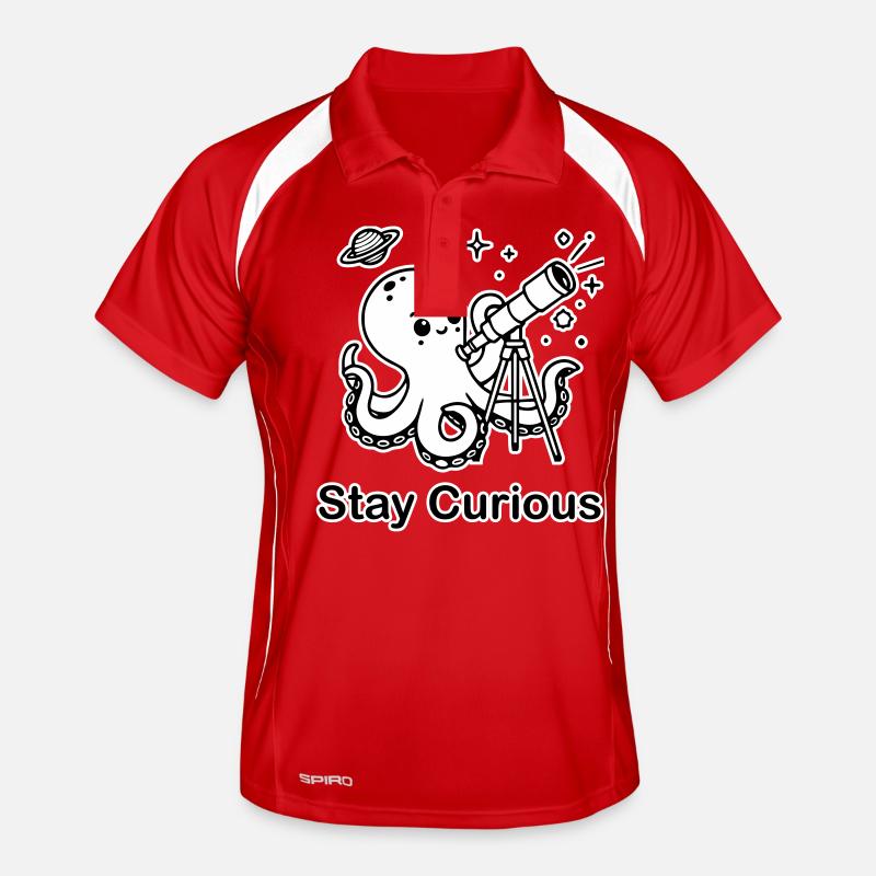 Octopus looking through telescope - Stay Curious Men's Polo breathable
