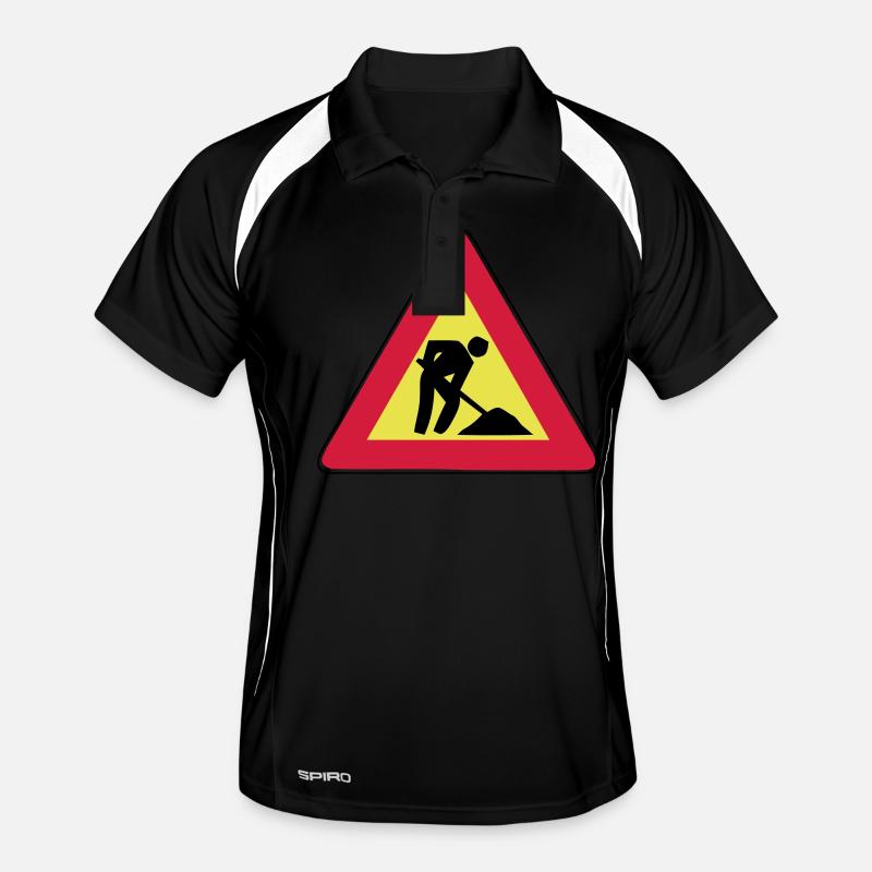men at work - Männer Polo atmungsaktiv - Schwarz/Weiß