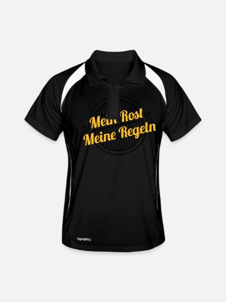 Mein Rost / Meine Regeln - Männer Polo atmungsaktiv - Schwarz/Weiß - Vorne