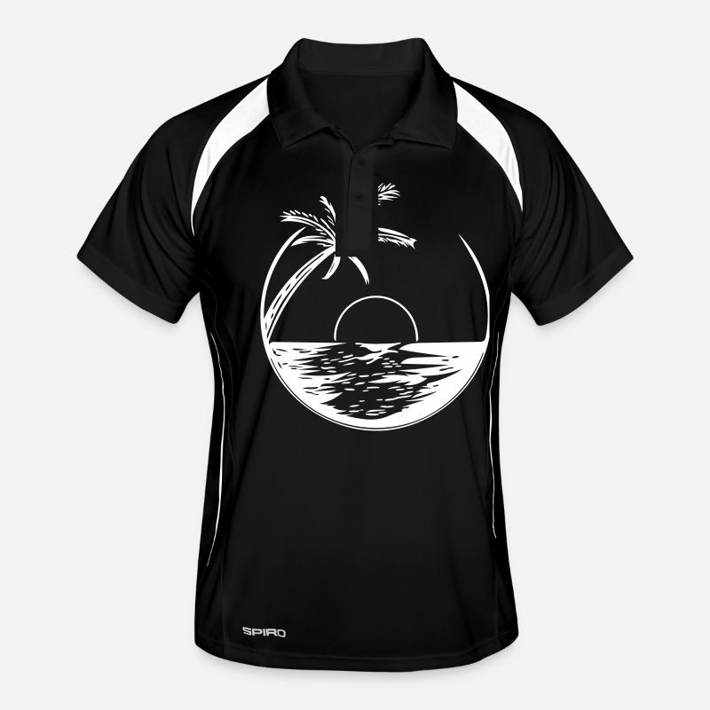 Coucher de soleil avec palme - Vector Style Polo respirant Homme