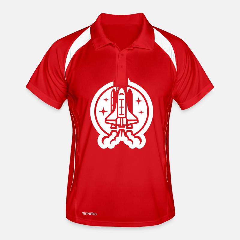 Space shuttle launch logo icon. Take off. rocket Men's Polo breathable
