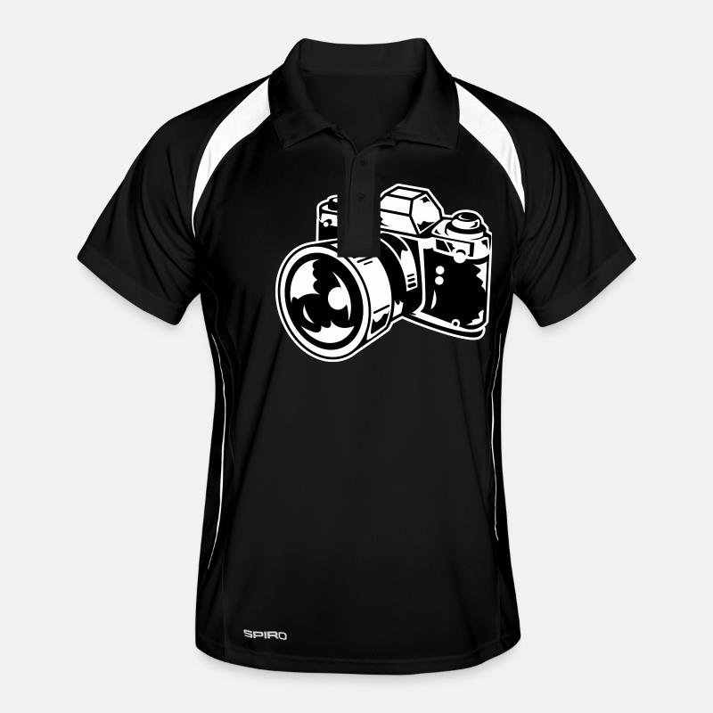 camera - Männer Polo atmungsaktiv - Schwarz/Weiß