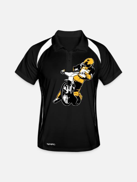 Speedway Racing - Männer Polo atmungsaktiv - Schwarz/Weiß - Vorne