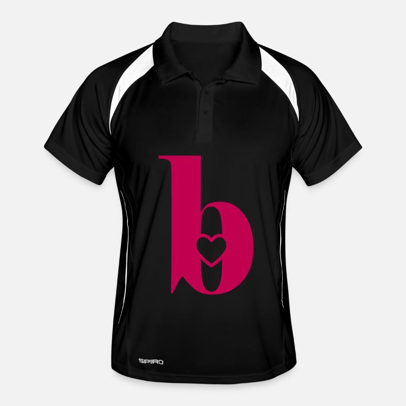 Buchstabe b Anfangsbuchstabe mit Herz - Männer Polo atmungsaktiv - Schwarz/Weiß
