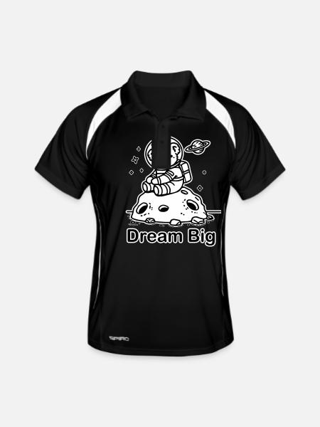 L’astronaute Coala assis sur une météorite - Dream Big - Polo respirant Homme - noir/blanc - Devant