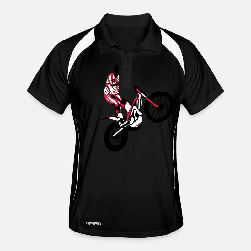Trial Racing - Männer Polo atmungsaktiv - Schwarz/Weiß