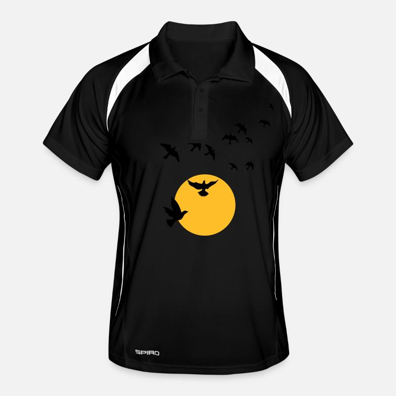 Oiseaux au coucher du soleil Polo respirant Homme