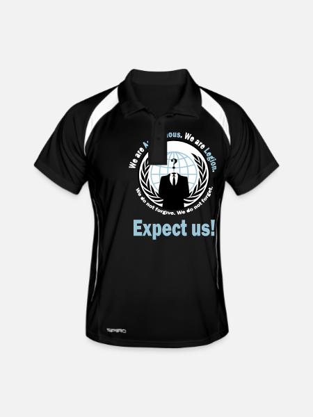 Anonymous - T-Shirt - Männer Polo atmungsaktiv - Schwarz/Weiß - Vorne