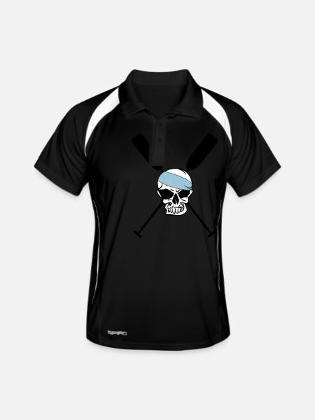 Totenkopf Paddel Ruder Kanu Drachenboot - Männer Polo atmungsaktiv - Schwarz/Weiß - Vorne