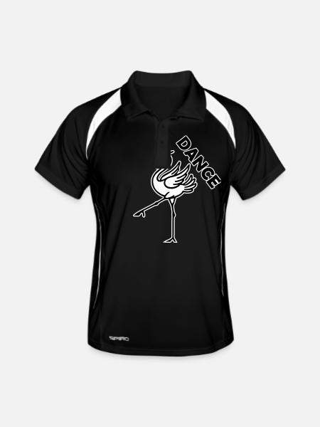 Fancy Flamingo mit Hut - Dance Design - Männer Polo atmungsaktiv - Schwarz/Weiß - Vorne