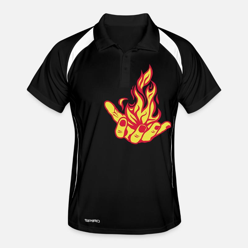 open hand open flame fire Fire1 hand Men's Polo breathable