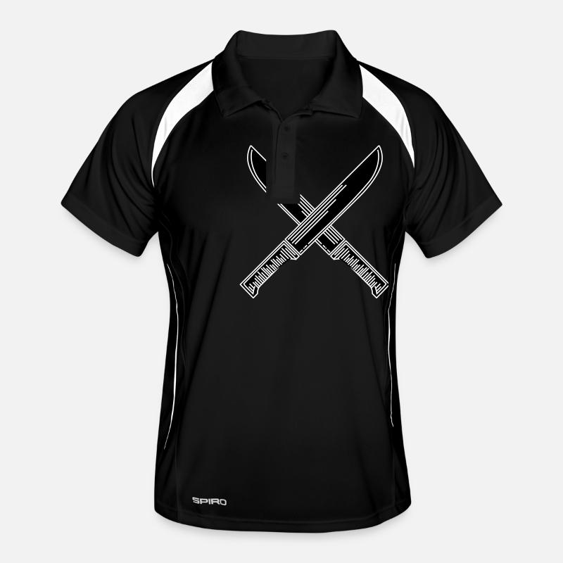 Messer - Männer Polo atmungsaktiv - Schwarz/Weiß